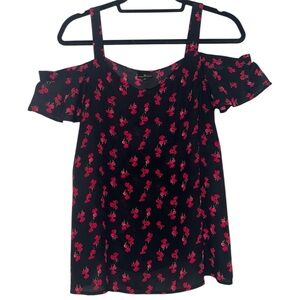 Off-Shoulder Floral Flutter Sleeve Top